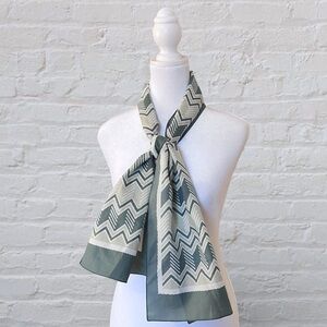 Saint Michael Vintage Geometric Green Rectangle Scarf 11" x 53.5"